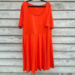 Ava&Viv OrangeRed round neck t-shirt, Dress casual costal summer plus size